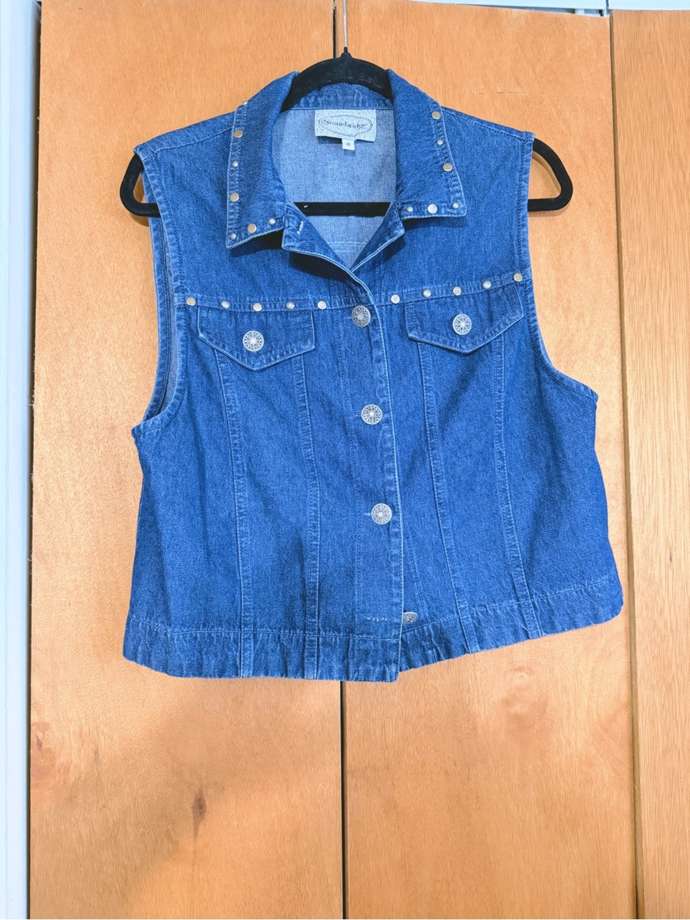 Vintage Stomebridge Women’s Studded Blue Denim Vest